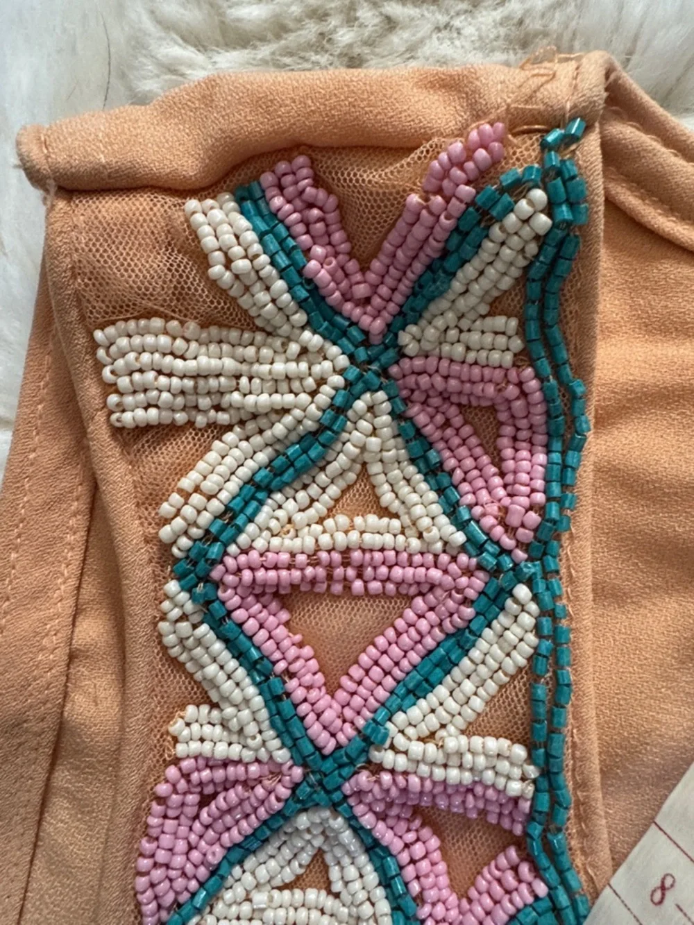 Walter Baker Teal Pink Mustard Triangle Beaded Mini Dress - Picture 5 of 9